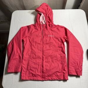Columbia Jacket Girls Size Small 7-8 Color Pink Rain Jacket. Outer Shell